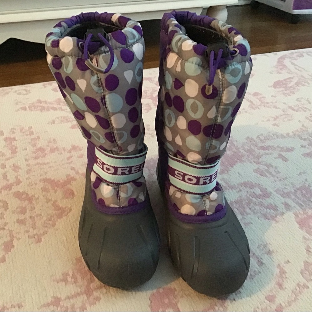 Sorel Kids' Polka Dot Winter Boots - Purple and Gray Girls Size 5